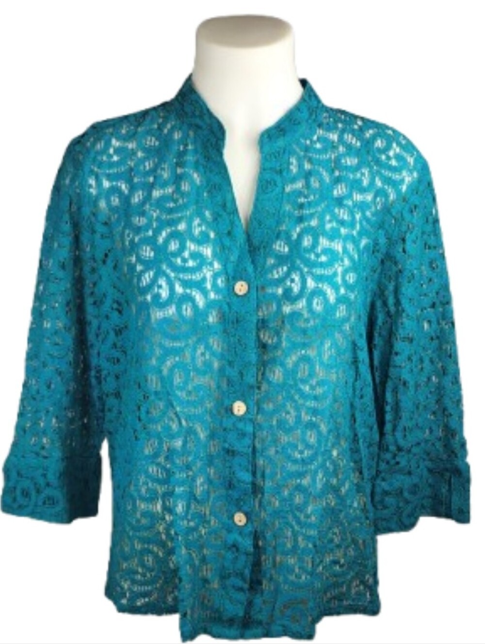Ruby Rd Green Sheer Top Sz 16